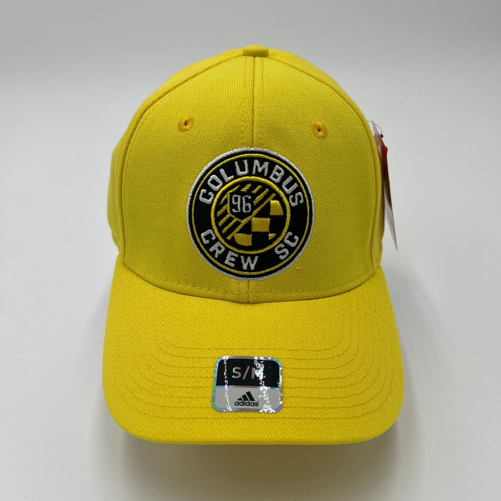 Adidas Columbus Crew SC MLS Superflex Fitted Hat Yellow Mens Size‎ S/M New